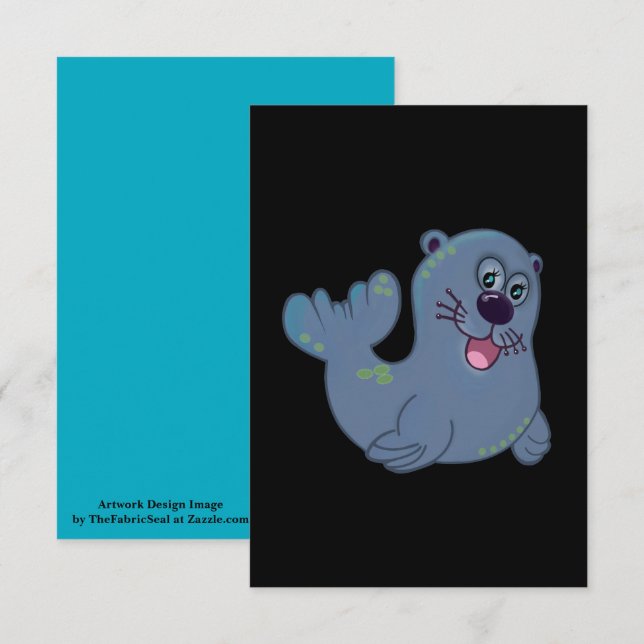 The Fabric Seal At Zazzle Mascot Logo Character Card (Front/Back)