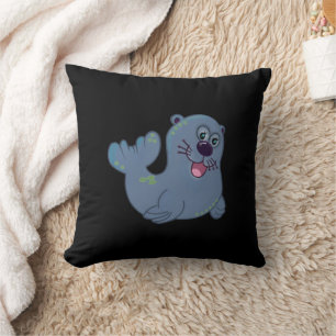 The Fabric Seal At Zazzle Mascot Logo Character Throw Pillow