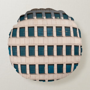 The facade of the modern building with rectangular round pillow