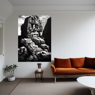 The face in the mountain AI Art Poster