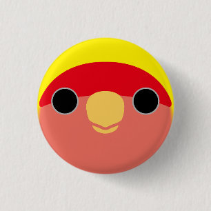 The face of a american yellow peach-faced lovebird button