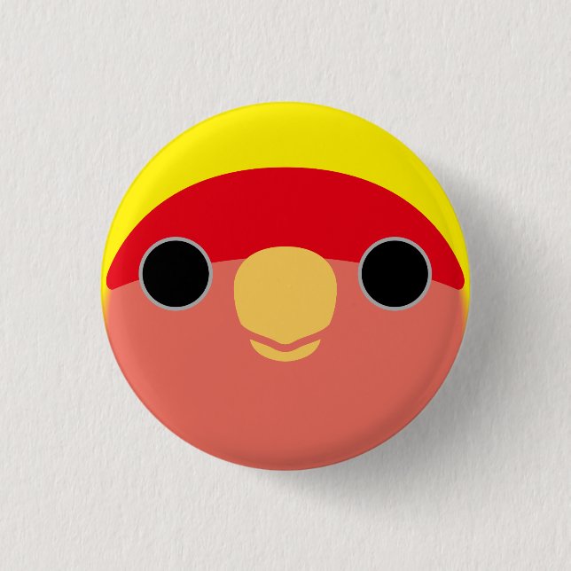 The face of a american yellow peach-faced lovebird button (Front)