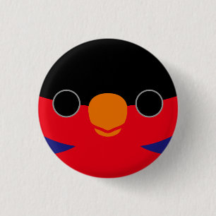 The face of a Black-capped lory Button
