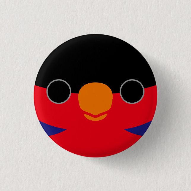 The face of a Black-capped lory Button (Front)