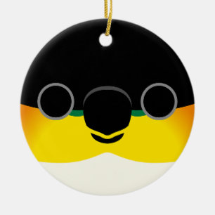 The face of a Black-headed Caique Ceramic Ornament