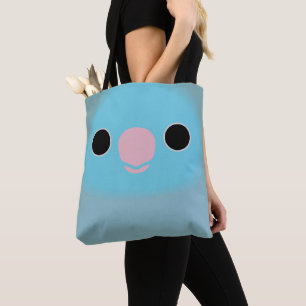 The face of a blue female Pacific parrotlet Tote Bag