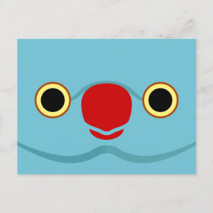 The face of a blue female Rose-ringed parakeet Holiday Postcard