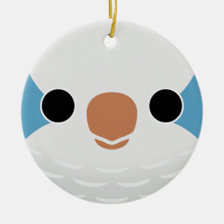 The face of a Blue Monk Parakeet Ceramic Ornament