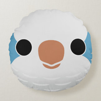 The face of a Blue Monk Parakeet Round Pillow