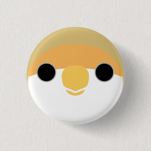 The face of a cinnamon peach-faced lovebird button