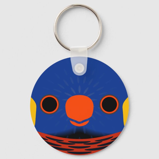 The face of a Coconut lorikeet Keychain (Front)