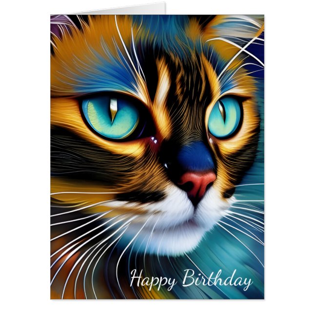 The Face of a cute Lynx point Siamese Birthday Card (Front)