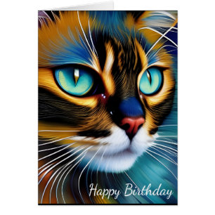 The Face of a cute Lynx point Siamese Birthday Cards