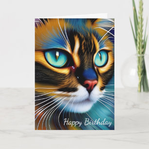 The Face of a cute Lynx point Siamese Birthday Note Card