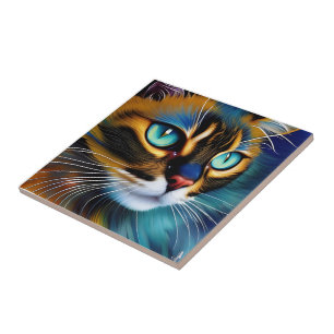 The Face of a cute Lynx point Siamese Ceramic Tile
