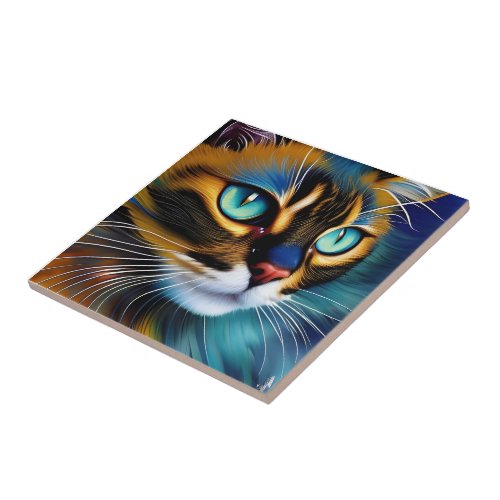 The Face of a cute Lynx point Siamese Ceramic Tile