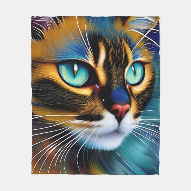 The Face of a cute Lynx point Siamese Fleece Blanket (Front)