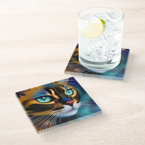 The Face of a cute Lynx point Siamese Glass Coaster