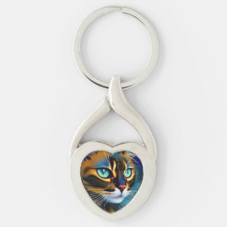 The Face of a cute Lynx point Siamese Keychain