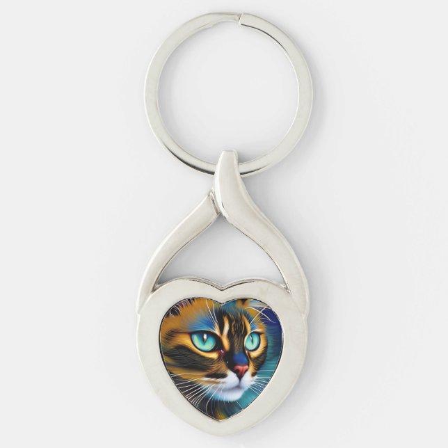 The Face of a cute Lynx point Siamese Keychain (Front)