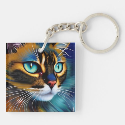 The Face of a cute Lynx point Siamese Keychain