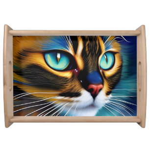 The Face of a cute Lynx point Siamese Serving Tray