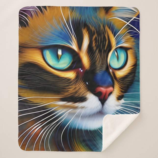 The Face of a cute Lynx point Siamese Sherpa Blanket (Front)