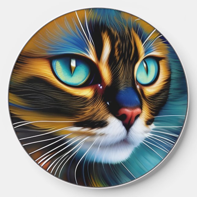 The Face of a cute Lynx point Siamese Wireless Charger (Front)