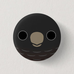 The face of a female Gang-gang cockatoo Button