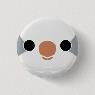 The face of a Grey Monk Parakeet Button