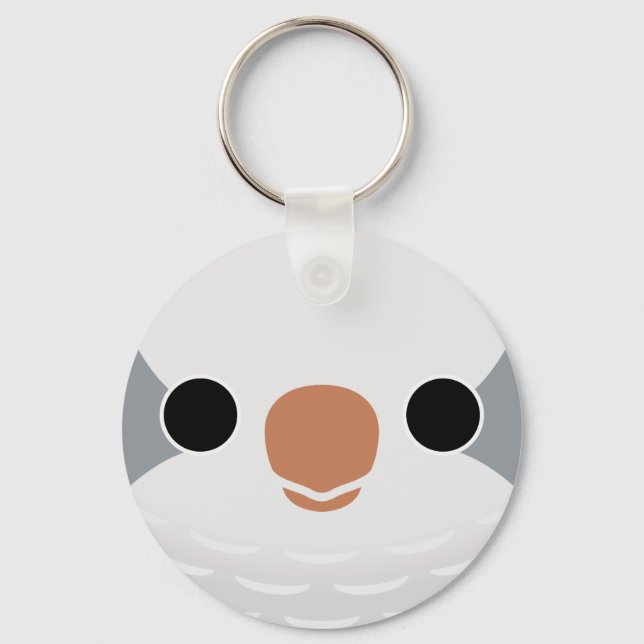 The face of a Grey Monk Parakeet Keychain (Front)