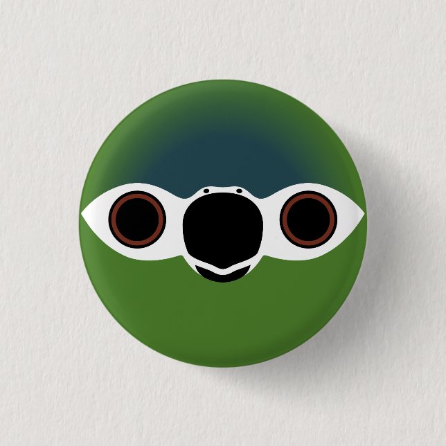 The face of a Hahn's Macaw Button (Front)