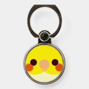 The face of a lutino cockatiel phone ring stand