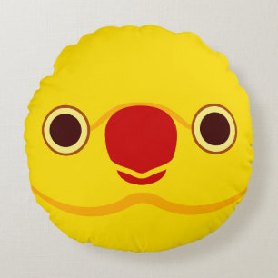 The face of a lutino female Rose-ringed parakeet Round Pillow