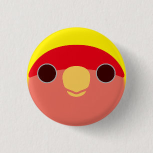 The face of a lutino peach-faced lovebird button