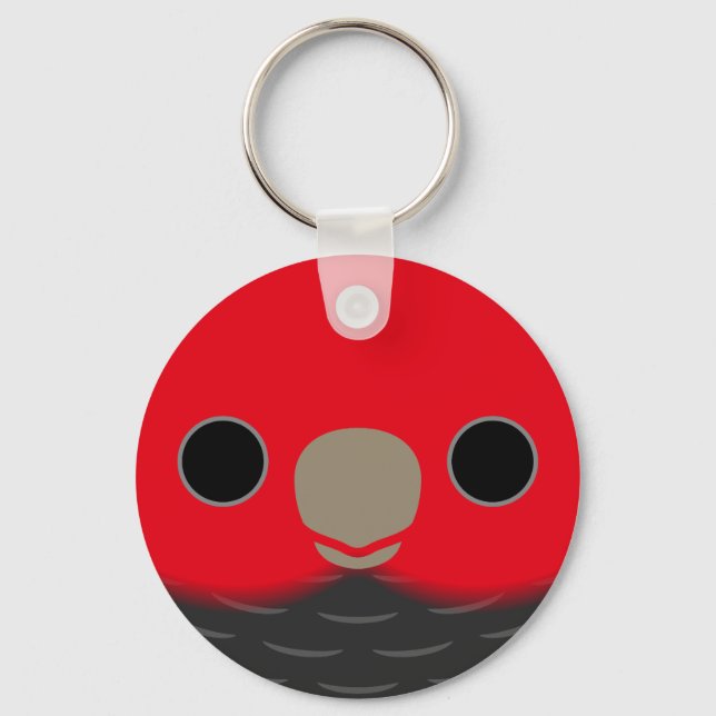 The face of a male Gang-gang cockatoo Keychain (Front)