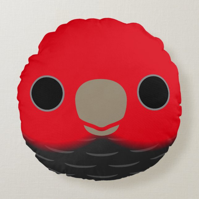 The face of a male Gang-gang cockatoo Round Pillow (Front)