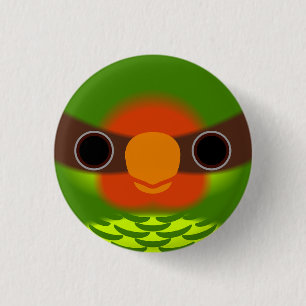 The face of a Mindanao lorikeet Button