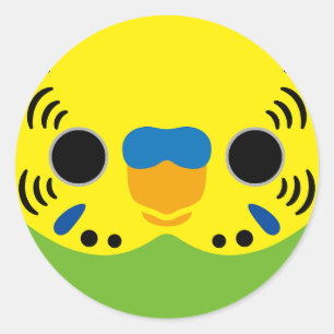 The face of a normal male budgie classic round sticker