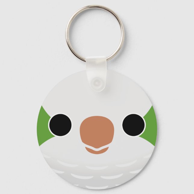 The face of a Normal Monk Parakeet Keychain (Front)