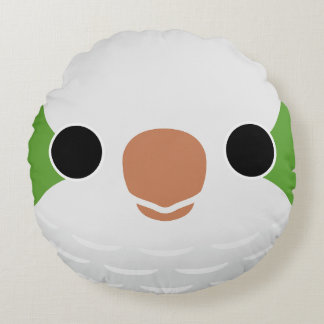 The face of a Normal Monk Parakeet Round Pillow