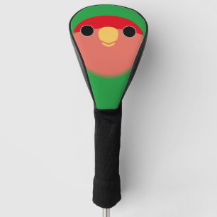 The face of a normal peach-faced lovebird golf head cover