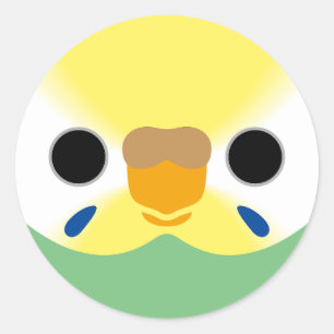 The face of a pastel rainbow female budgie (green) classic round sticker