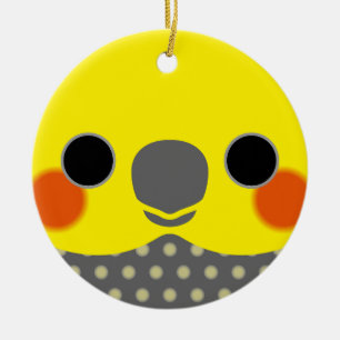 The face of a Pearl male cockatiel Ceramic Ornament