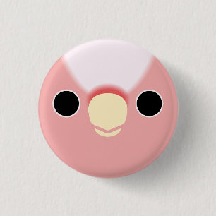 The face of a Pink Cockatoo Button