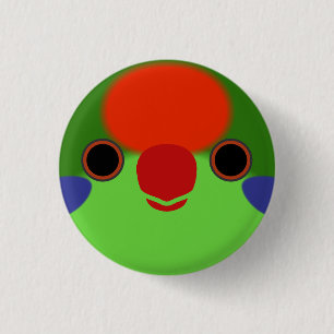 The face of a Red-fronted lorikeet Button