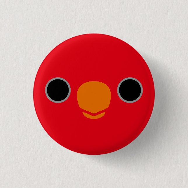 The face of a Red Lory Button (Front)