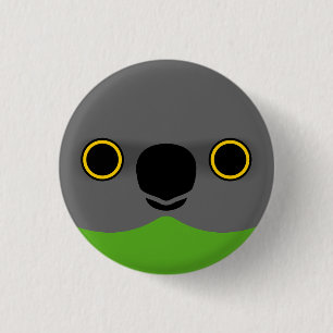 The face of a Senegal Parrot Button