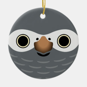 The face of a Timneh African Grey Parrot Ceramic Ornament