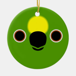 The face of a Yellow-crowned amazon Ceramic Ornament